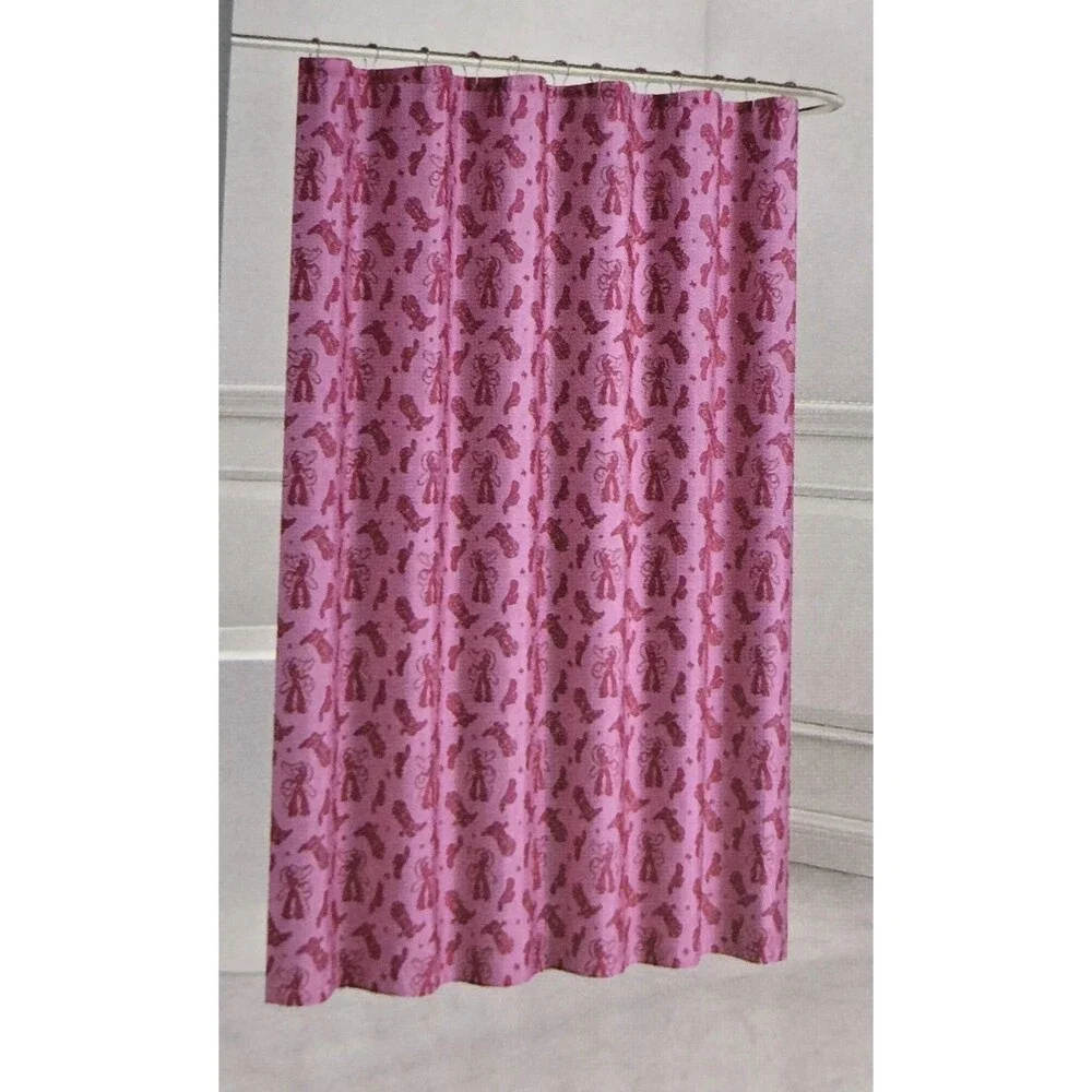Destination Holiday Pink Cowgirl Shower Curtain 70x72 Polyester w/12 Hooks